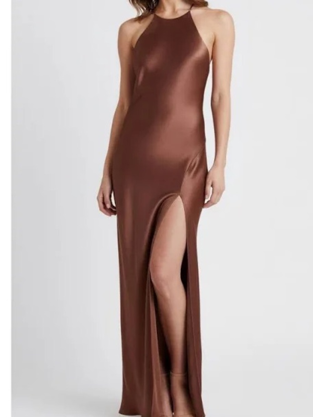 Bec & Bridge Copper-Brown Satin Backless Slip Dress - Picture 2 of 6